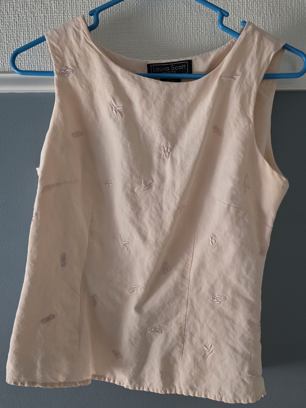 Laura Scott Blush Pink Embroidered Sleeveless Top